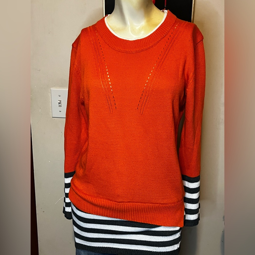 Orange and striped sweater